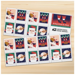 A Visit From St. Nick 2021 Forever Stamps Book of 20 USPS First Class Postage Stamps Booklet