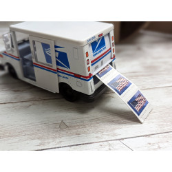 Stamp Roll Dispenser Postal Delivery LLV Pull Back Truck with a Roll of 100 Forever Stamps