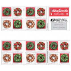 Holiday Wreaths Forever Stamps Book of 20 USPS First Class Postage Stamps Booklet