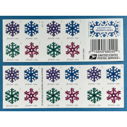 Geometric Snowflakes Forever Stamps Book of 20 USPS First Class Postage Stamps Booklet