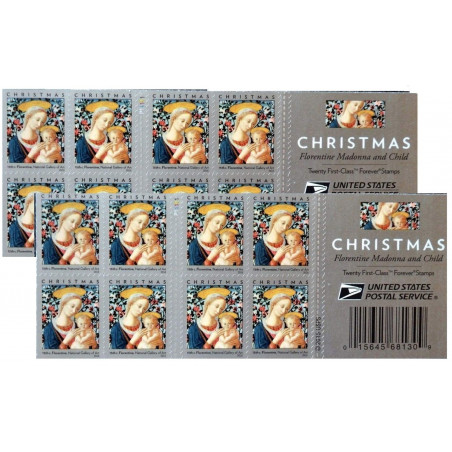 Christmas  Florentine Madonna Forever Stamps Book of 20 USPS First Class Postage Stamps Booklet
