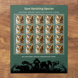 Save Vanishing Species Tiger Forever Stamps Book of 20 USPS First Class Postage Stamps Booklet