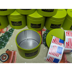 Hermès Iron Metal Can Stamp Roll Dispenser with 2022 Forever Stamps 100 US Flag USPS Stamps Coil Roll