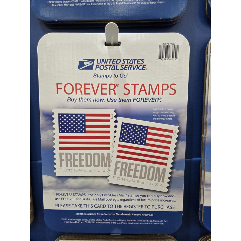2024 Costco Branded Forever Stamps 100 US Flag USPS First Class Postage Stamps Coil Roll with Free Dispenser