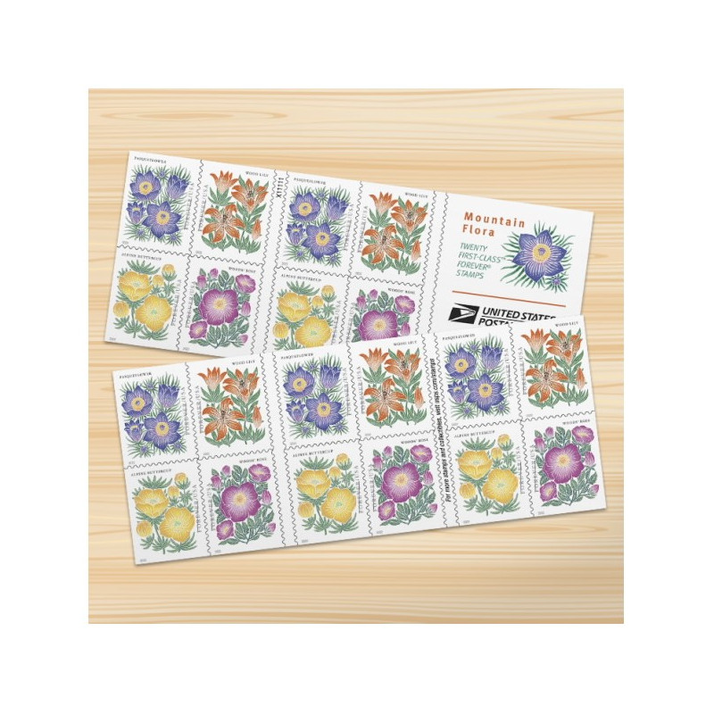 Mountain Flora 2022 Forever Stamps Book of 20 USPS First Class Postage Stamps Booklet